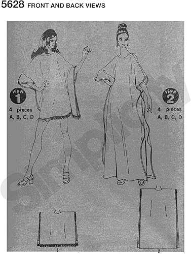 Miniatura 4 de Simplicity UV5628OS 1970's - Kit de patrón de costura de caftán para mujer, código 5628, tallas 8-40