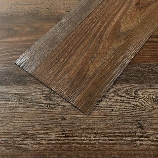 VEELIKE Burnt Brown Peel & Stick Vinyl Plank Flooring - Waterproof Self-Adhesive Oak Tiles, 24 Sq Ft 16-Pack, 6x36" for Kitchen, Bath, RV, DIY Easy Install