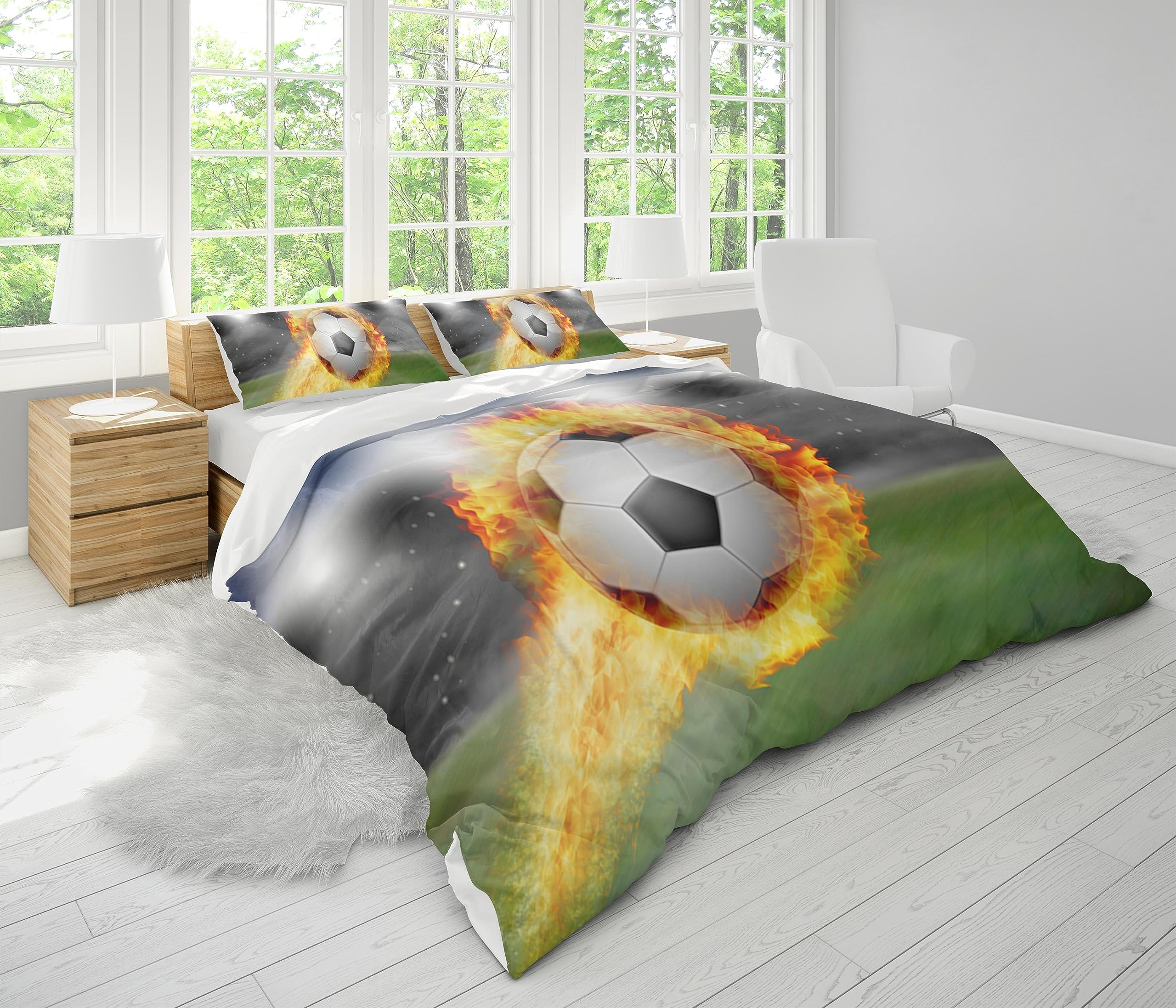 Gegeryozer Voetbal Dekbedovertrek 200 x 200 cm voor Kinderen 2-persoons Voetbal Beddengoed Set Microvezel Kinderdekbedovertrek met Twee Kussenslopen 50 x 75 cm (F03 Gegeryozer Voetbal Dekbedovertrek 200 x 200 cm voor Kinderen 2-persoons Voetbal Beddengoed Set Microvezel Kinderdekbedovertrek met Twee Kussenslopen 50 x 75 cm (F03