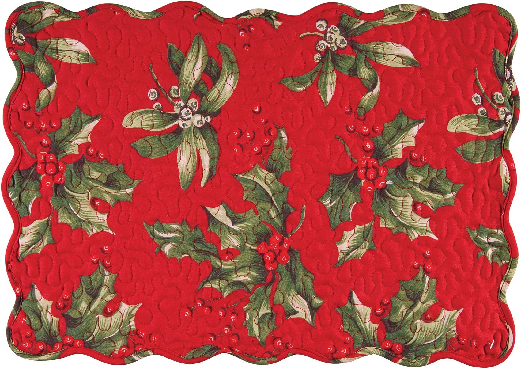 C&F Home Red Plaid Placemat Quilted Reversible Christmas
