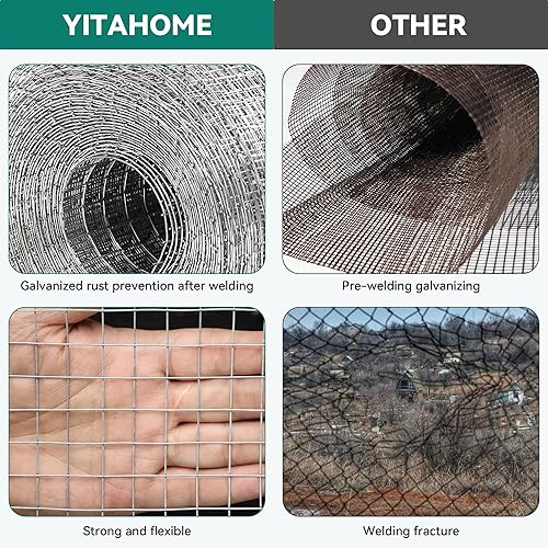 Miniatura 3 de YITAHOME Malla de alambre galvanizado de 35.8 in x 51.5 ft, rollo de alambre de pollo calibre 19 de 12 pulgada
