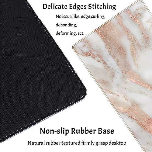 Miniatura 3 de Tapete de escritorio con diseño de mármol dorado rosa, alfombrilla para mouse decorativa de escritorio, abstracción metálica de lujo grande para