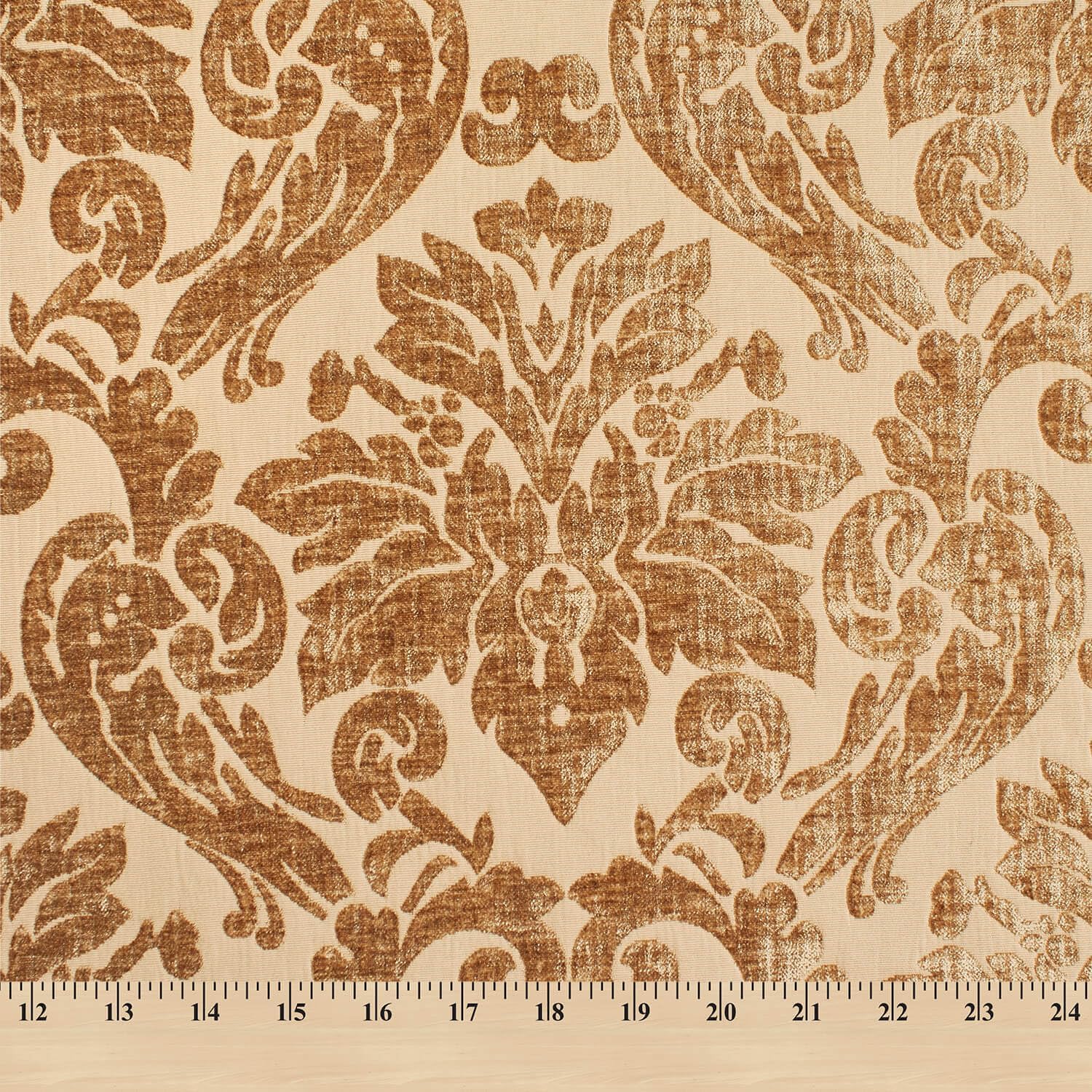 Julius Damask Chenille Upholstery Brocade Jacquard 57/59" Fabric by The Yard (Ivory/Beige)