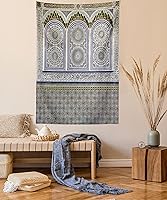 Vista 48 de Ambesonne Tapiz de isla tropical, olas del océano en la playa de Seychelles al atardecer horizonte, decoración de tela para colgar en la pared