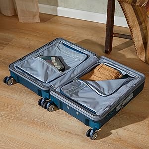 Framelock Max 21 Carry-On Hardshell Zipperless Luggage - Highly Secure Integrated Eazylock Mechanism - RightHeight Adjustable Handle System - 360 Spinner Wheels - Airline Approved - Emerald Teal