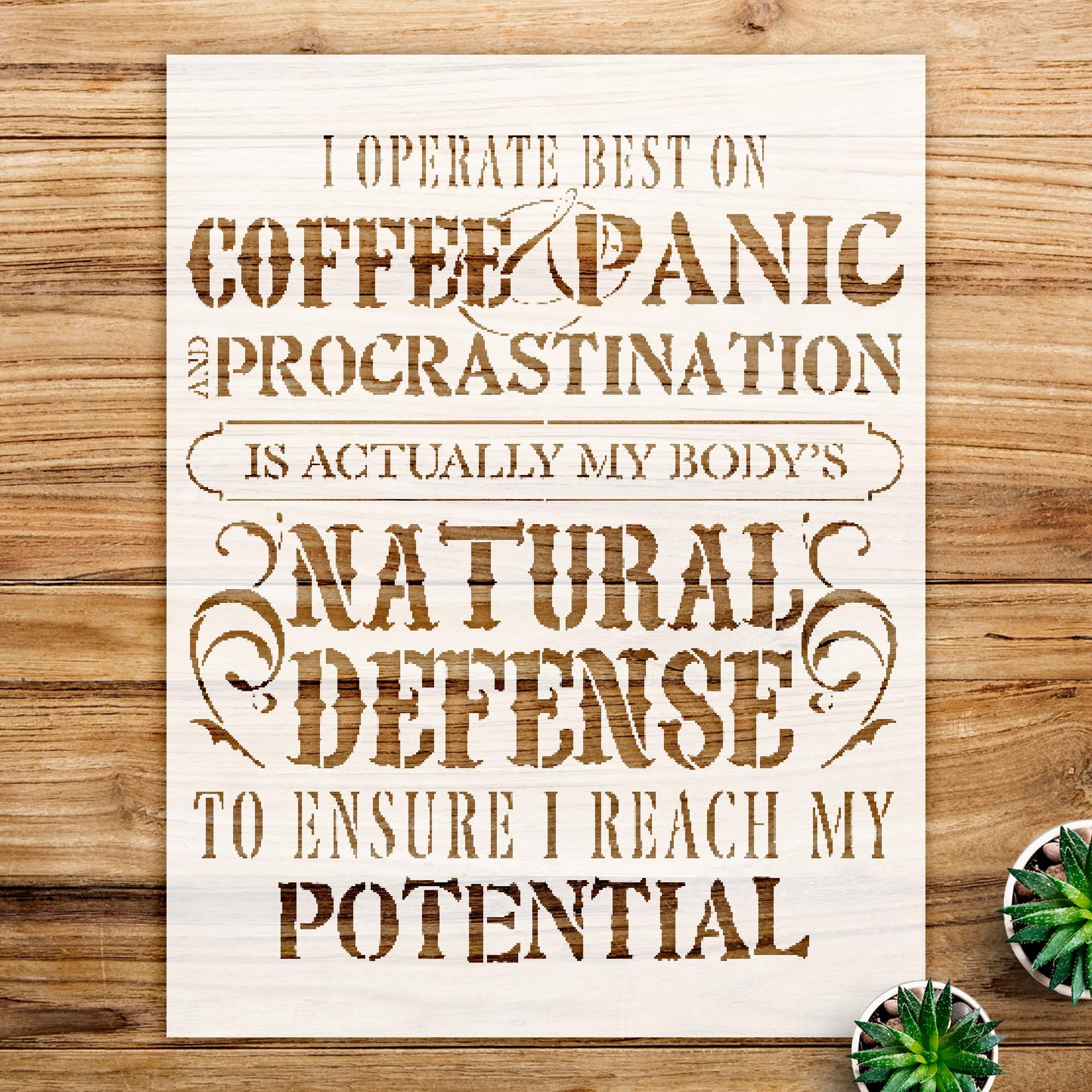 Coffee Word Art Stencil for Walls and Crafts, Reusable Mylar Template, Fun and Amusing Design, Ideal for Home Decor and Creative Projects - Size A2 (18.1