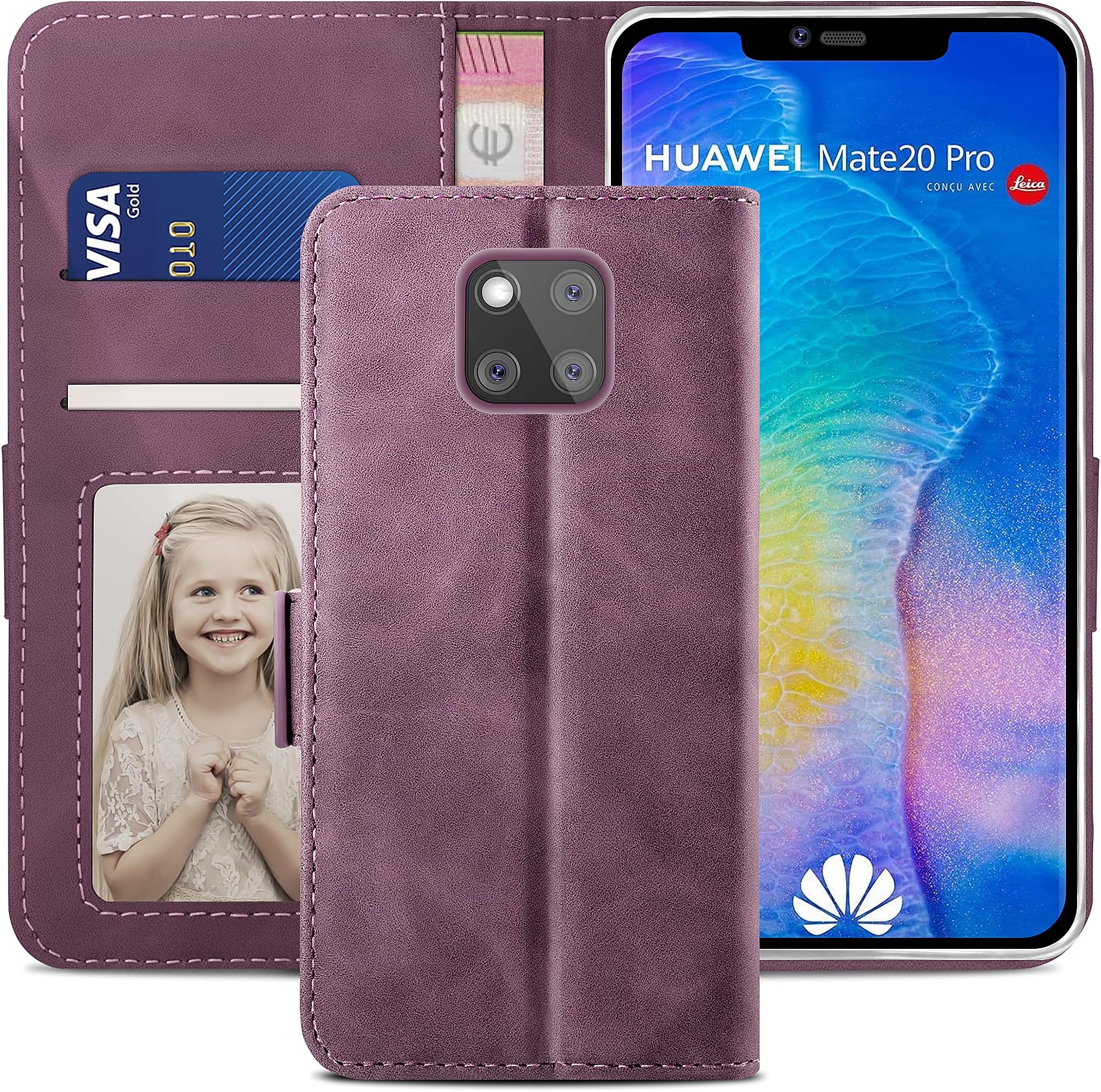 Huawei Mate 20 Pro Schutzfolie Ab Werk KANSI kompatibel mit Huawei Mate 20 Pro Hülle, Smart View Flip Hülle