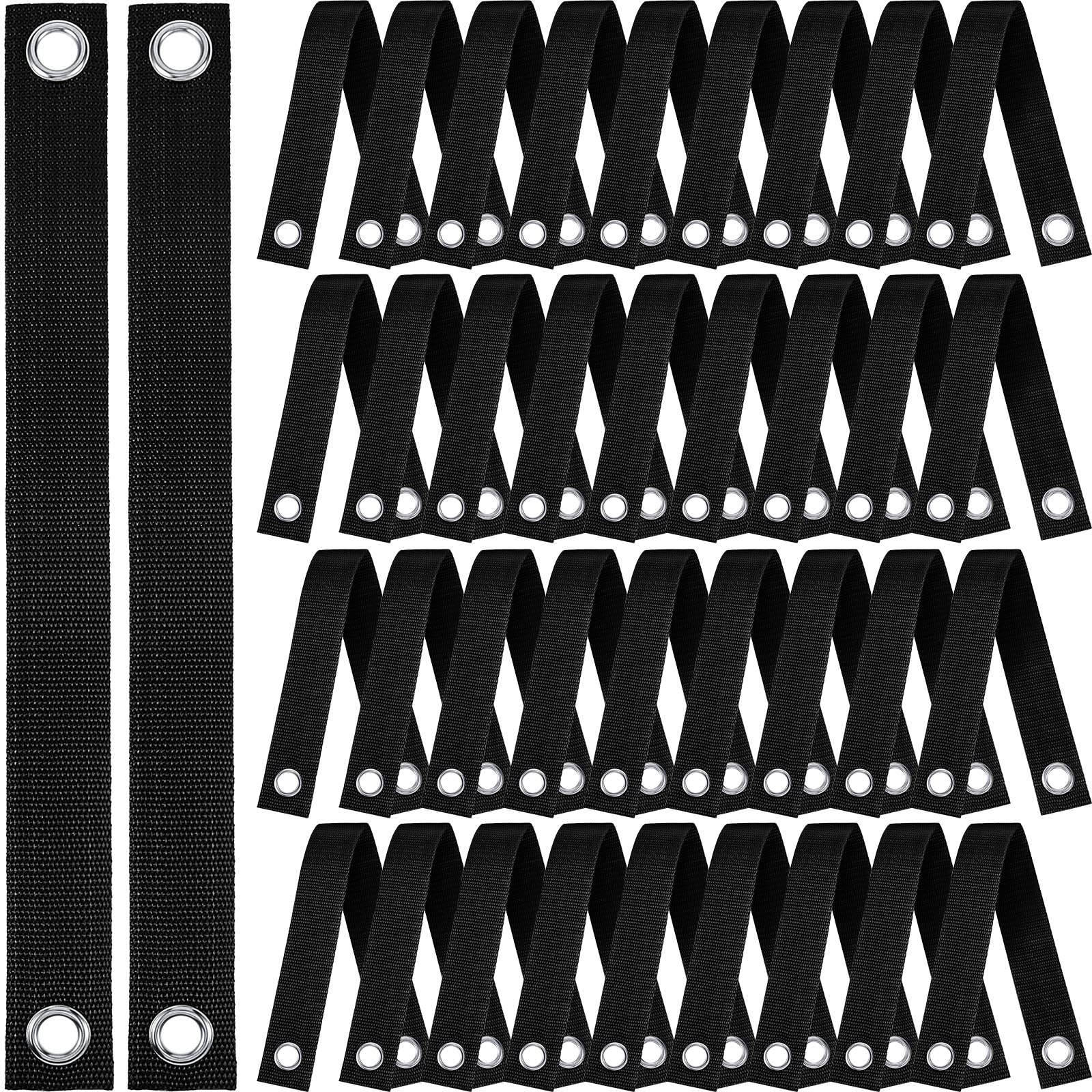 Lot de 48 sangles de soutien pour arbre de 40 cm avec œillets robustes pour jeunes arbres et plantes - Pour piquets de haubans, jeunes plantations et protection contre les ouragans (noir)