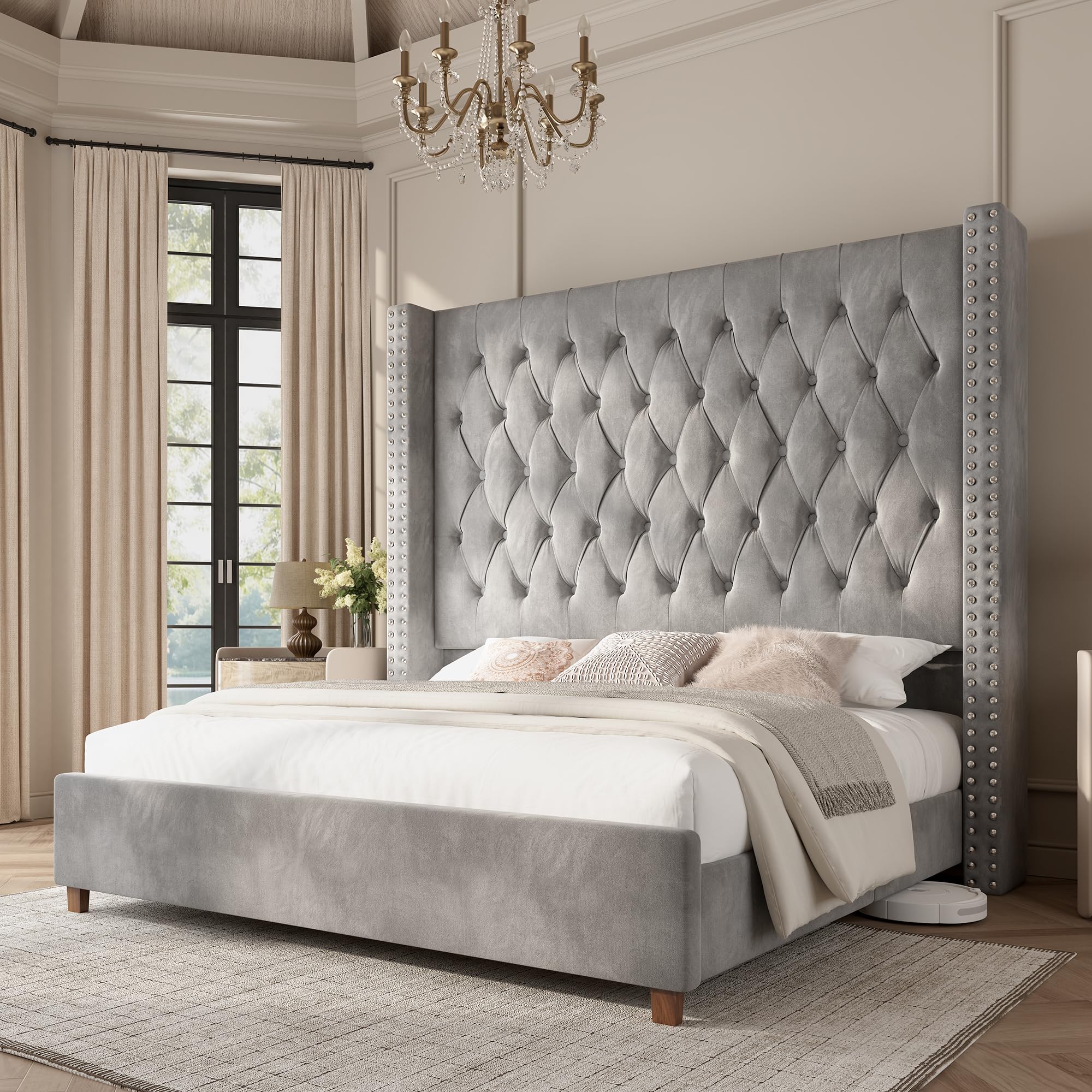 PaPaJet Cal King Wingback Bed Frame
