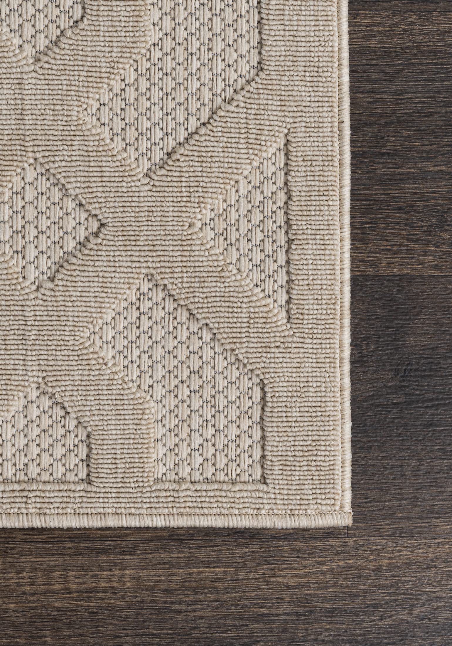 Mazovia Tappeto da Esterno Balcone 80x150cm Crema Geometrico Pelo Corto | Tappeto da Giardino per Terrazza Beige Resistente Alle Intemperie Facile da Pulire Resistente All'acqua Robusto Sintetico