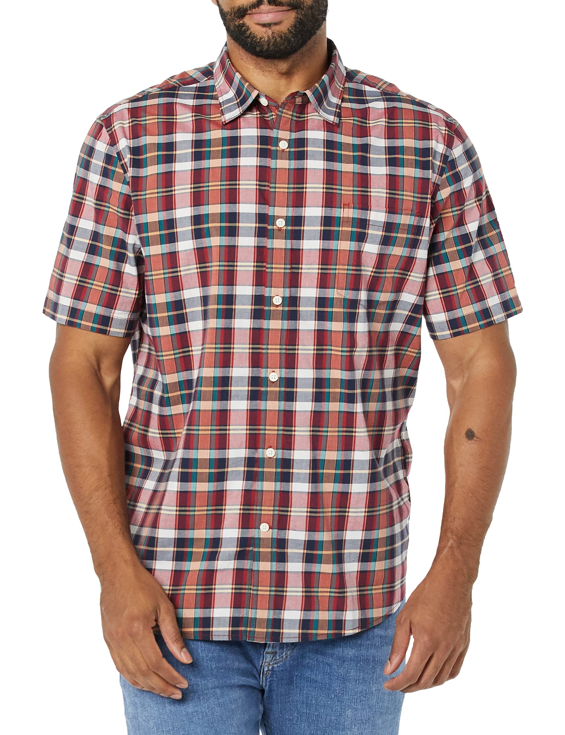 Amazon Essentials Men’s Short Sleeve Stretch Poplin Shirt (Plus Sizes Available)