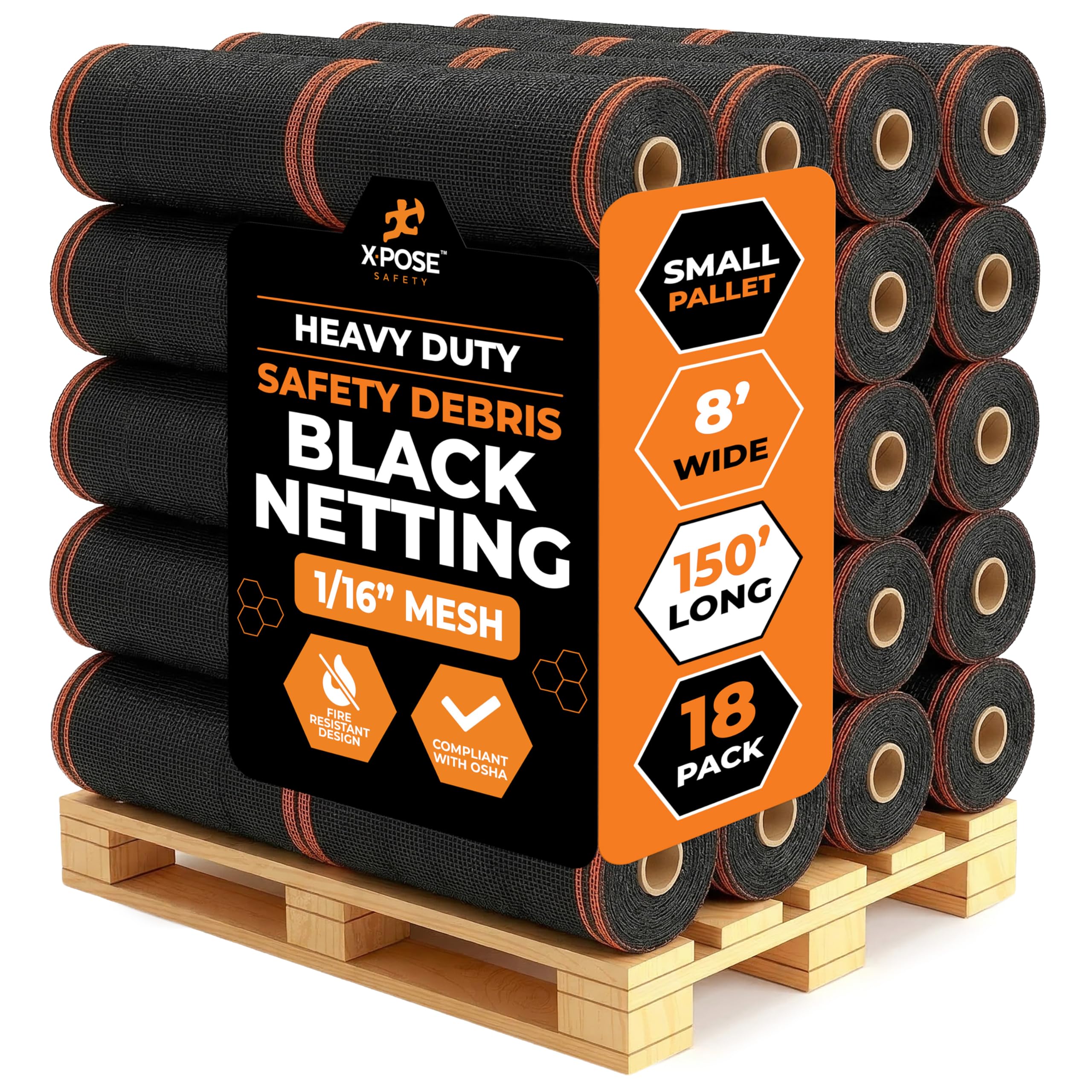 Xpose Safety Debris Netting for Construction – 8’ x 150’, 1/6"