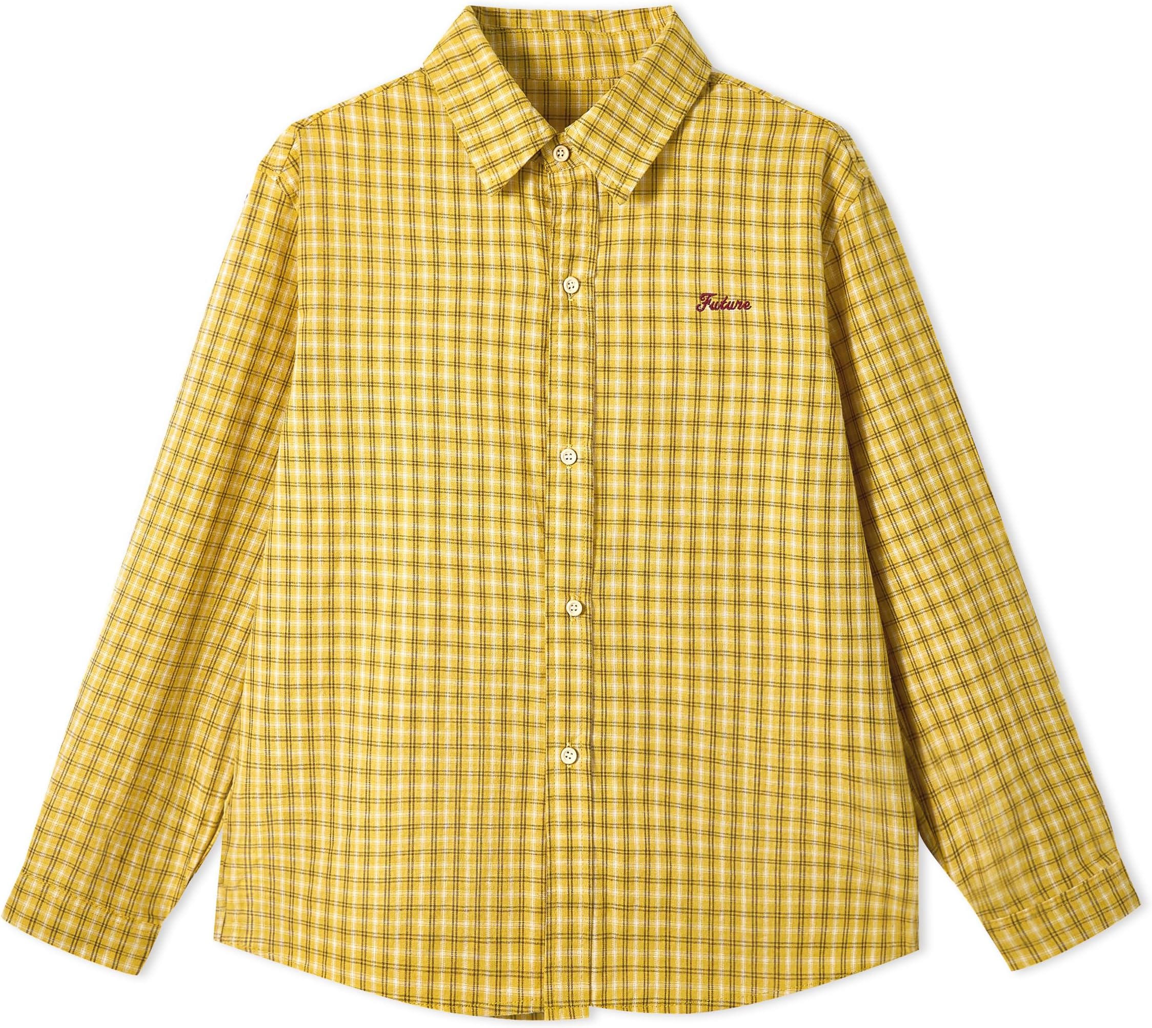 – Girls Boys Plaid Shirt Jacket Long Sleeve Cotton Button Down Tops Casual Checked Shirt for Kids
