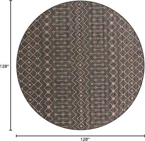 Vista 508 de Unique Loom Alfombra Colección enrejado Marroquí Celosía Transicional Interior y Exterior, Polipropileno Gris carbón/natural