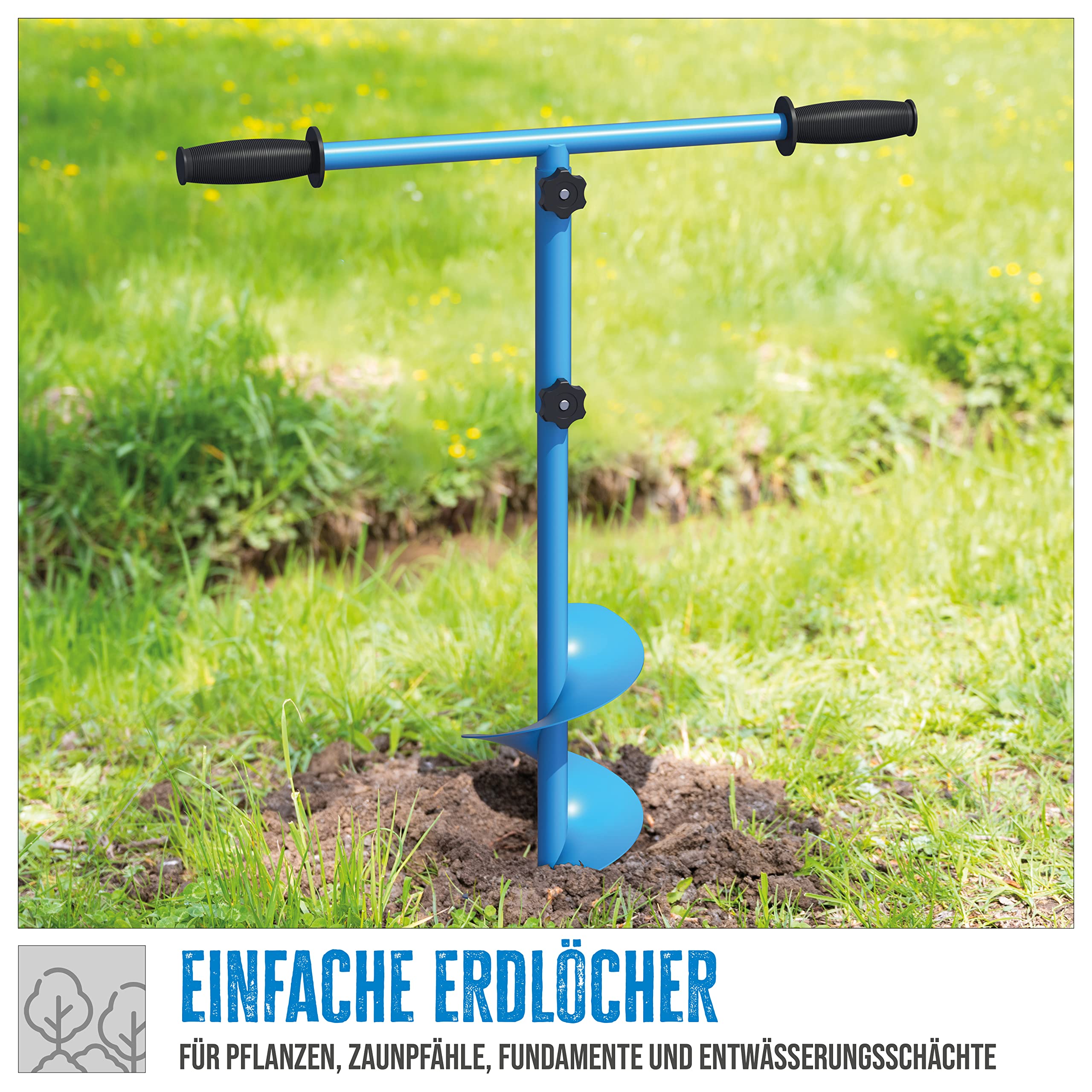 Güde 94415 Handerdbohrer GH 80-150 3IN1 (im Lieferumfang drei verschiedene Bohraufsätze) Blau 68 x 23 cm