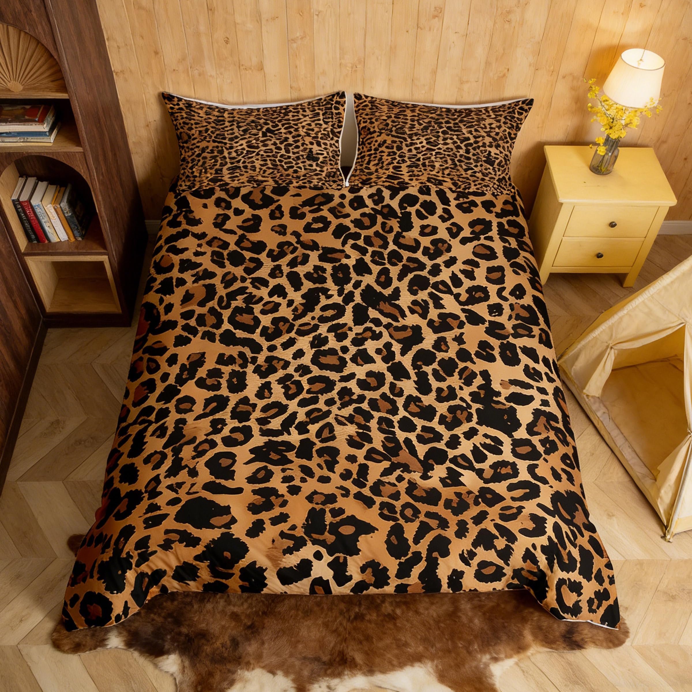 Homemissing Kids Black Brown Leopard Double Size Bedding Set โ image 1