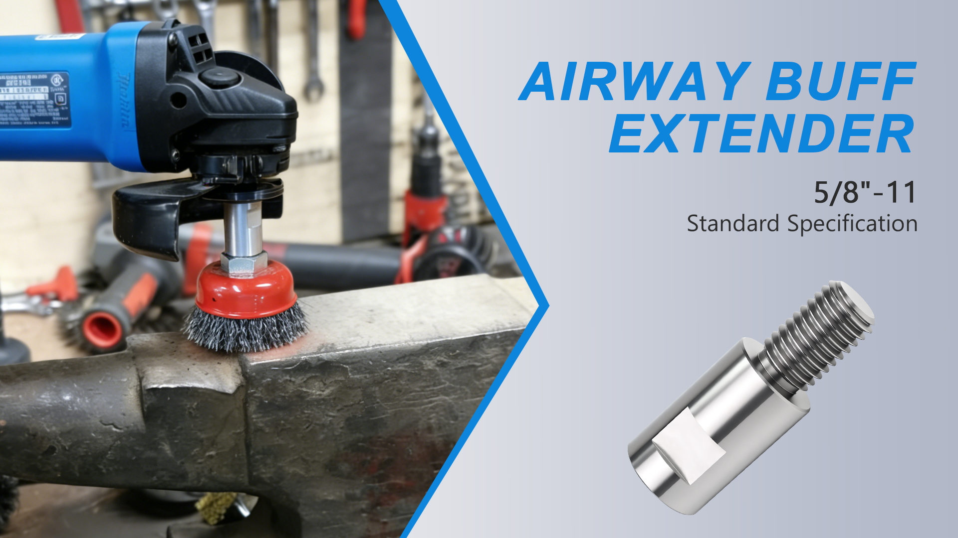 Image of Airway Buff Extender, Airway Buffing Wheel Extension Shaft, 5 /8 inch-11 Threads Arbor Extended Adapter, Universal Angle Grinder Attachments, for Aluminum Wheel Polishing Kit-2pcs