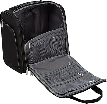 Amazon Basics Underseat Carry-On Luggage with Wheels and Handle, 14 Rolling Travel Bag, Fits Under the Seat, Black