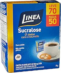 Linea Adoçante em Pó Sucralose com 70 envelopes de 800mg cada, 56g