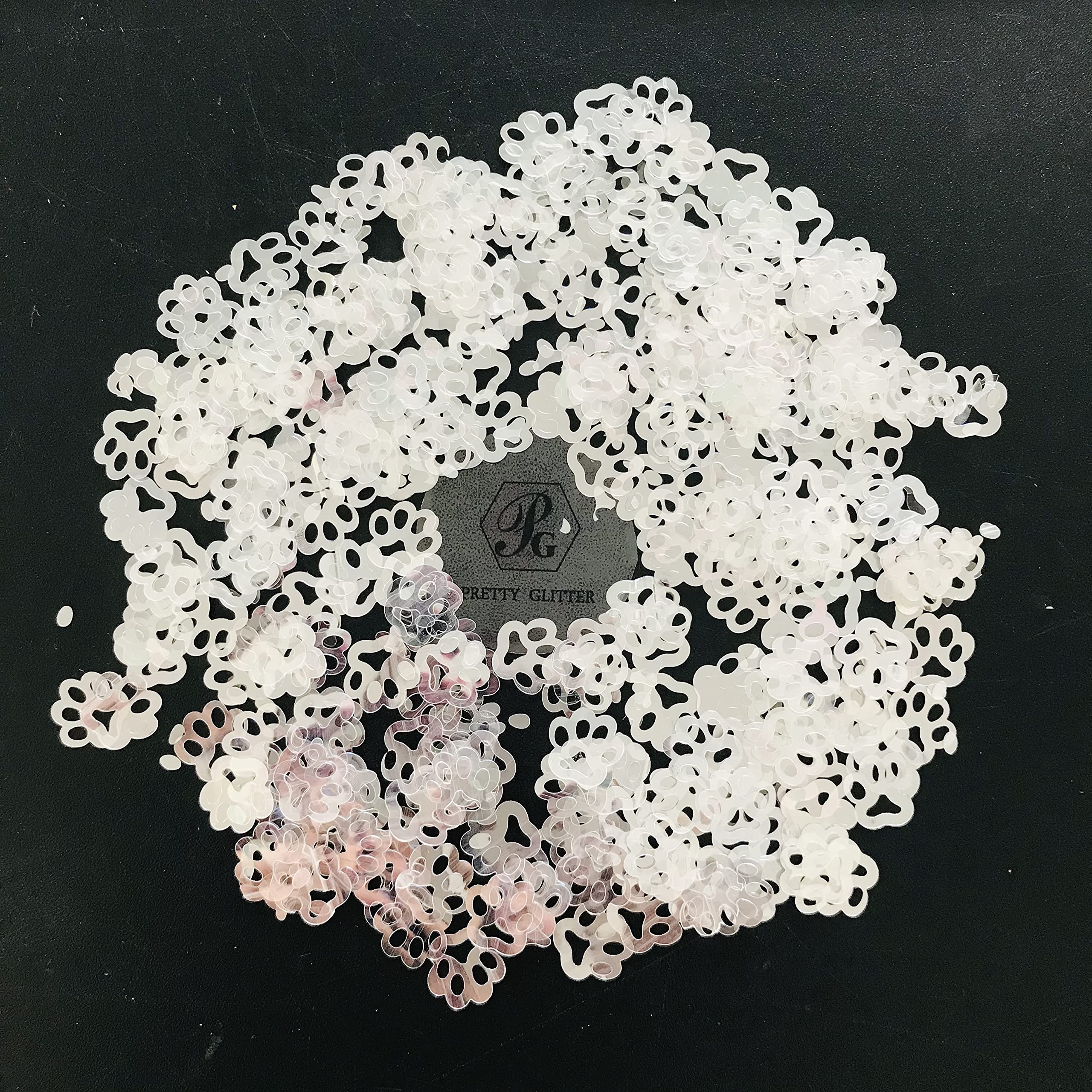 10 Grams/Pack - White QUTE Paw Print Glitter - Festival Rave Beauty Makeup Face Body Nail Art Craft Decoration B0100A