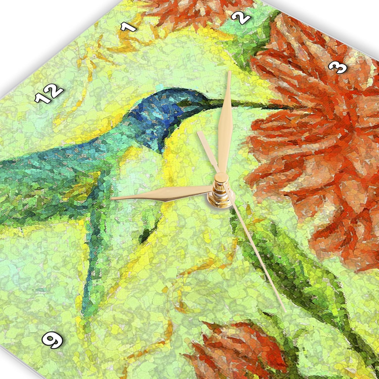 3dRose DPP_22573_3 Bird Nectar Wall Clock, 15 by 15-Inch