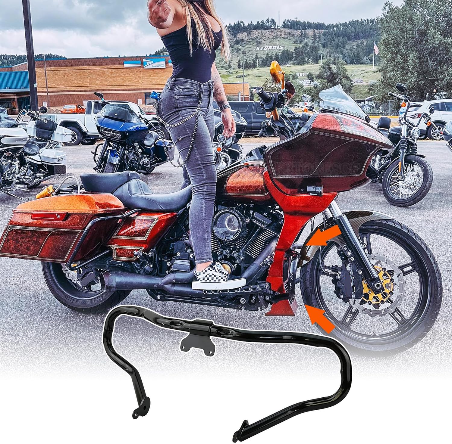 Photo 1 of Chopped Engine Guard for 2022 Harley Road Glide 2018 Street Glide Engine Black 2021 Road King 2014-2023 Touring Crash Bar