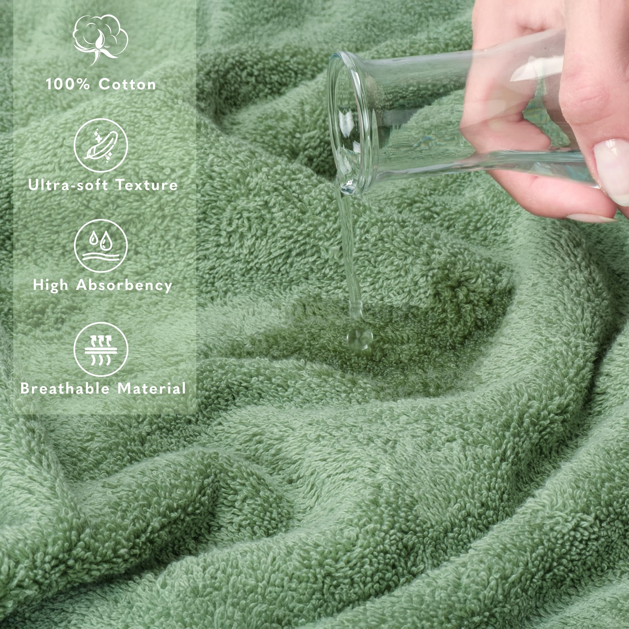 American Soft Linen Asciugamani da bagno grandi Jumbo, 100% cotone da 600 g/m², 35 x 70 cm, asciugamani da bagno di lusso oversize per bagno, spiaggia e piscina, verde salvia