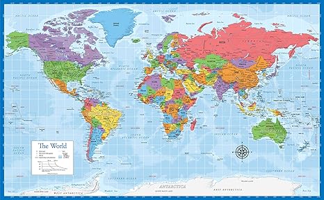 Sin Descanso para los Malvados: Llegará Modo Cooperativo en Enero 10 91sCNk4AdeL. AC SX466 Laminated World Map Poster - Wall Chart Map of Earth - 18 x 29 (Blue)