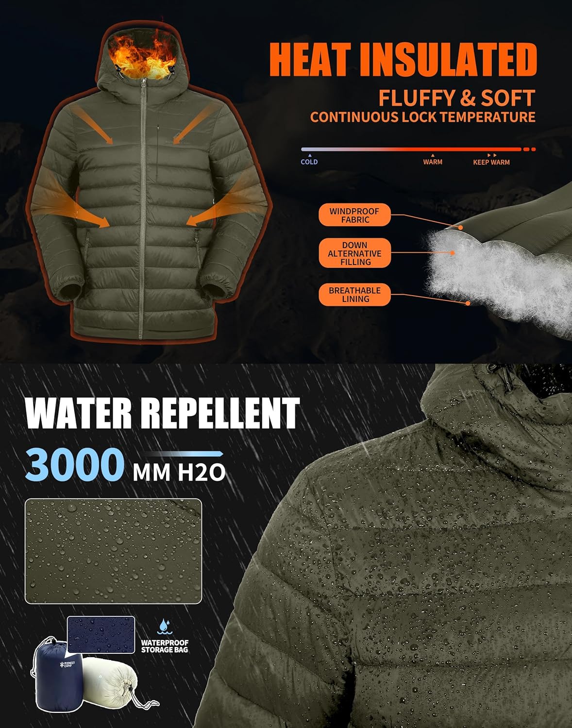 Pioneer Camp Men's Lightweight Packable Puffer Jacket with Hood Warm Puffy Winter Jacket Coat Insulated for Ski Hiking Travel - Image 2