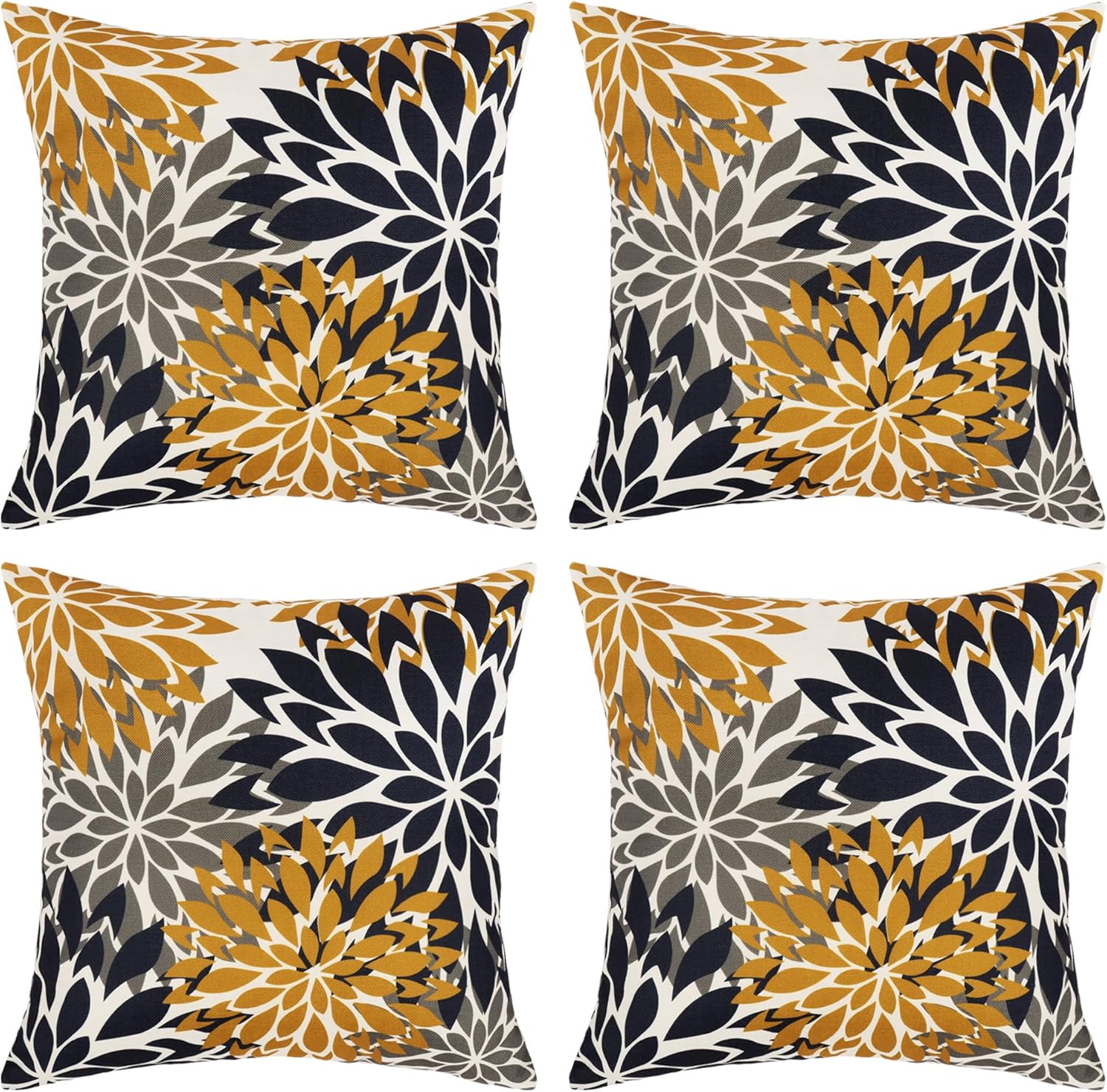 TOENGS Blue and Yellow Floral Throw Pillow Covers 18x18