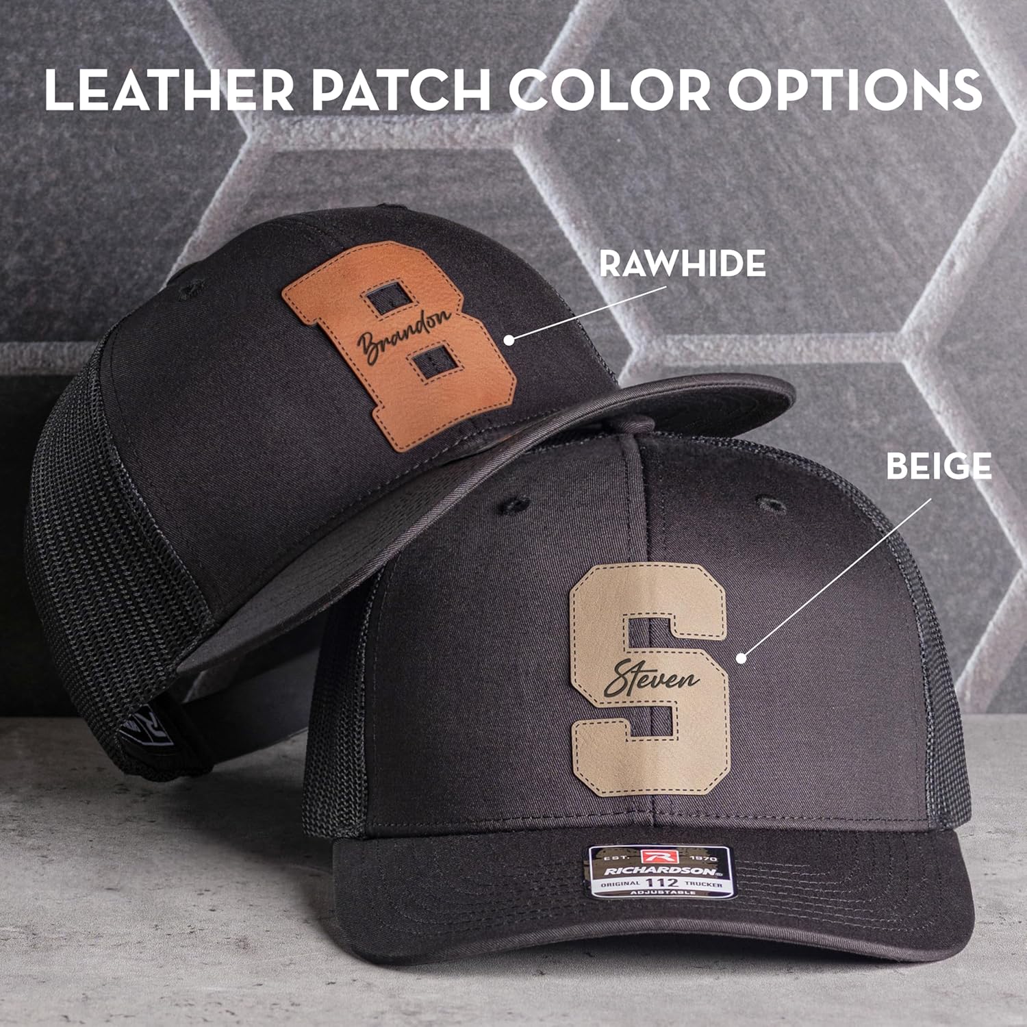 Custom Trucker Hats for Men with Initial Leather Patch and Name