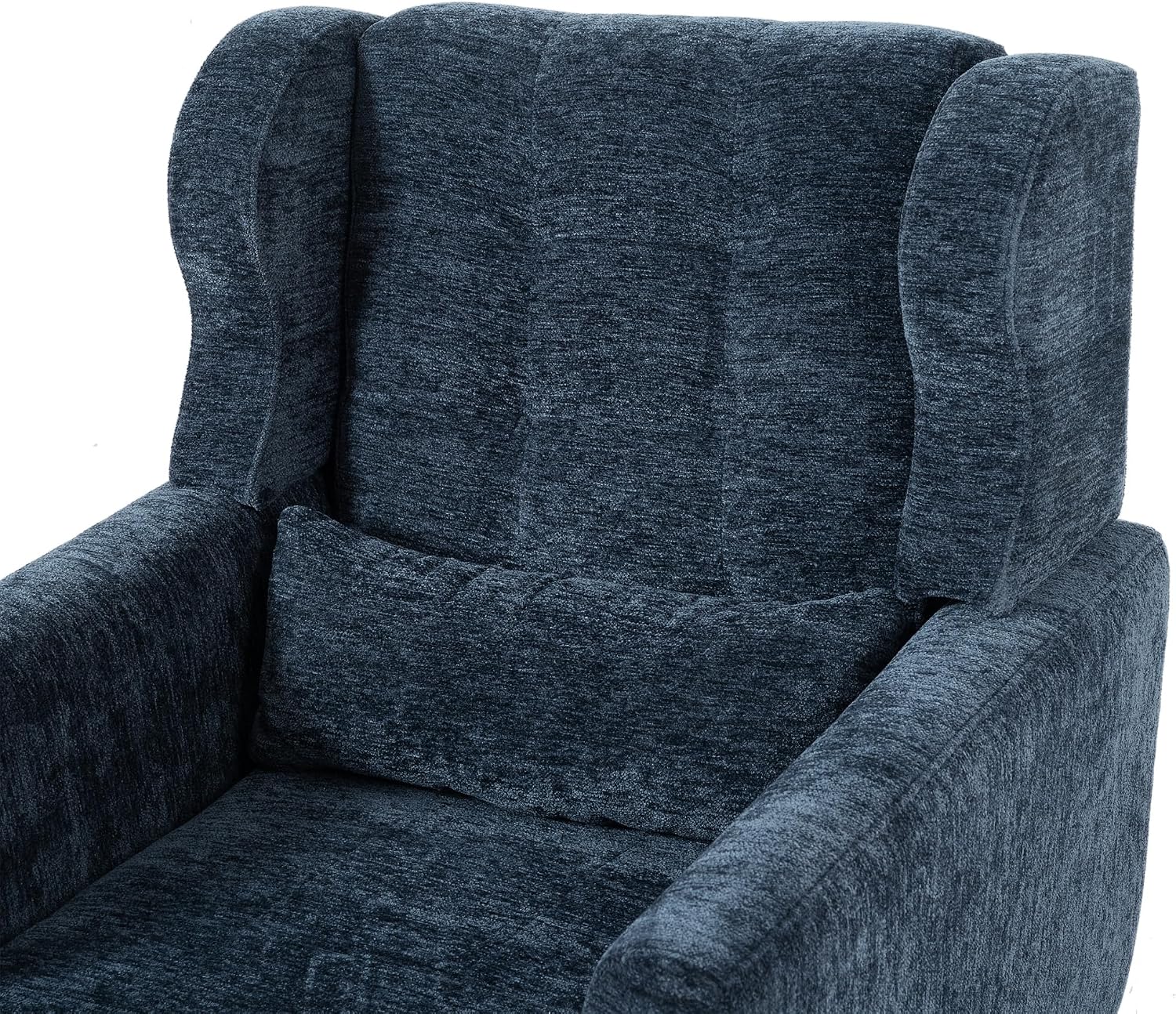 TRIPLE TREE 37.6 Inch Chenille Accent Chair, Comfy Armchair with Upholstered Cushion and Pillow, Modern Wing Lounge Soft Chair for Living Room, Bedroom, Office, Dark Blue