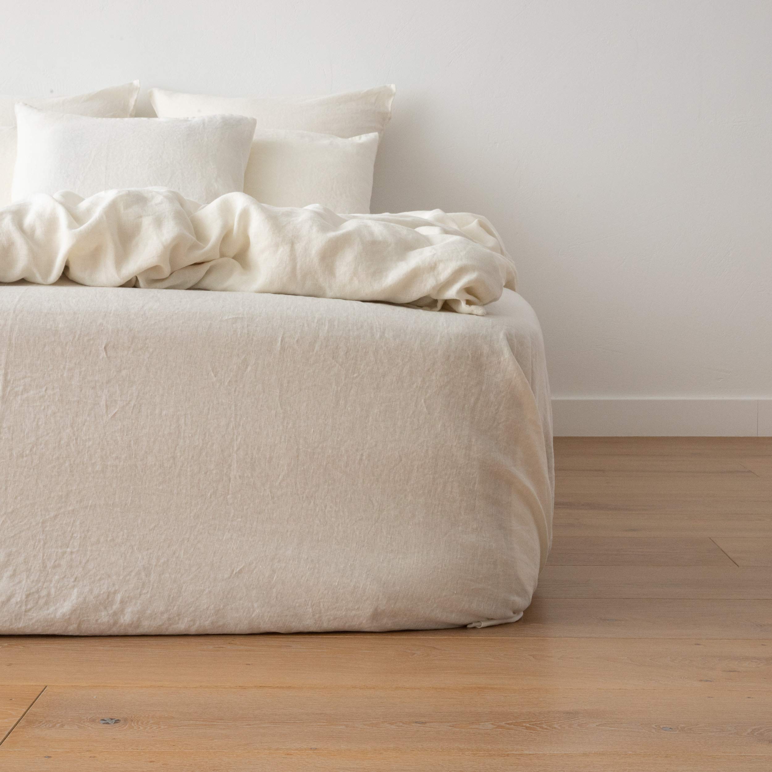 LinenMe Drap Housse en Lin lavé 90 x 190 x 20 cm – 100% Lin prélavé Doux – Drap-Housse avec Coins élastiques – Linge de lit d'été – Thermorégulateur, hypoallergénique – Blanc cassé