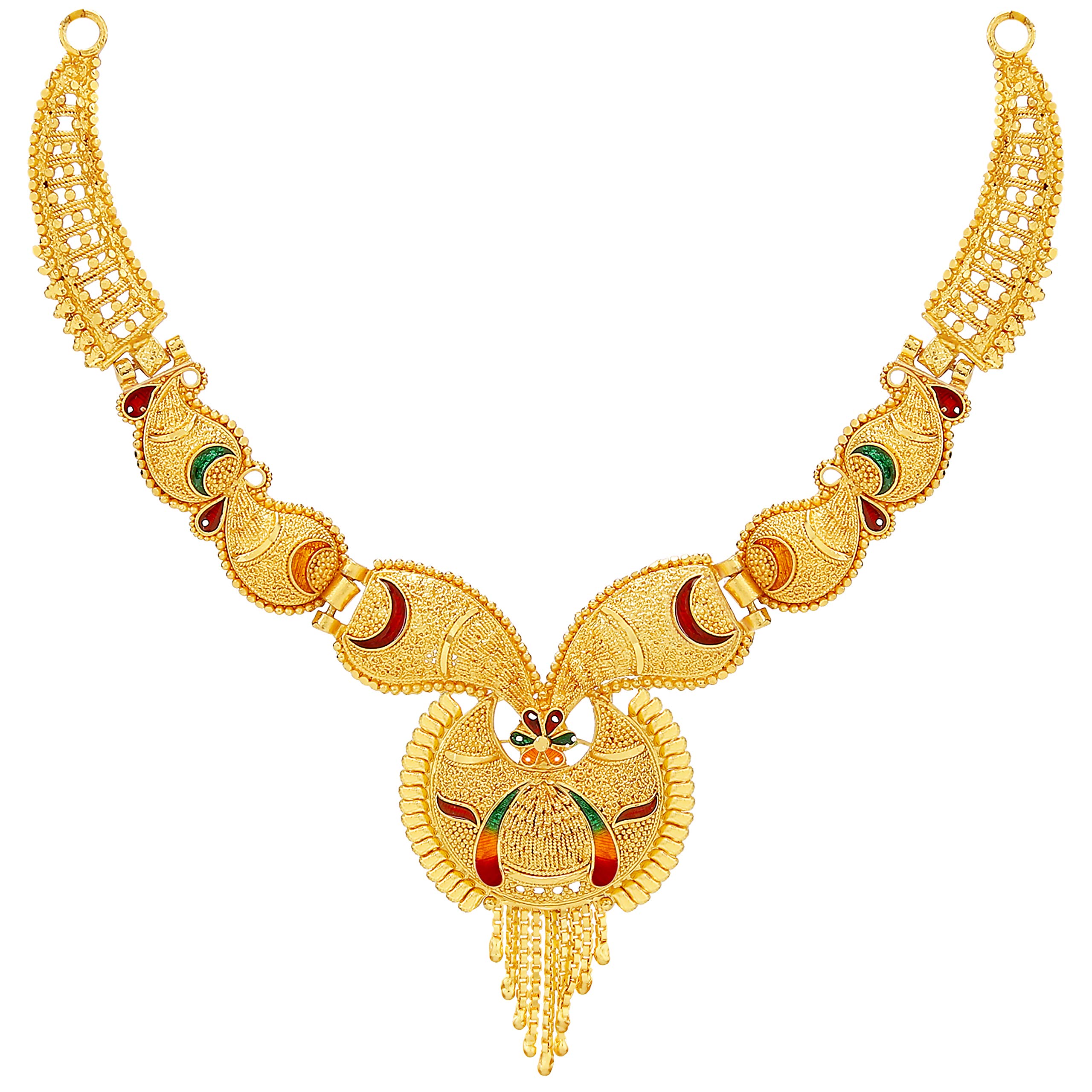 Mansiyaorange Traditional Multi Color Golden Necklace Jewellery