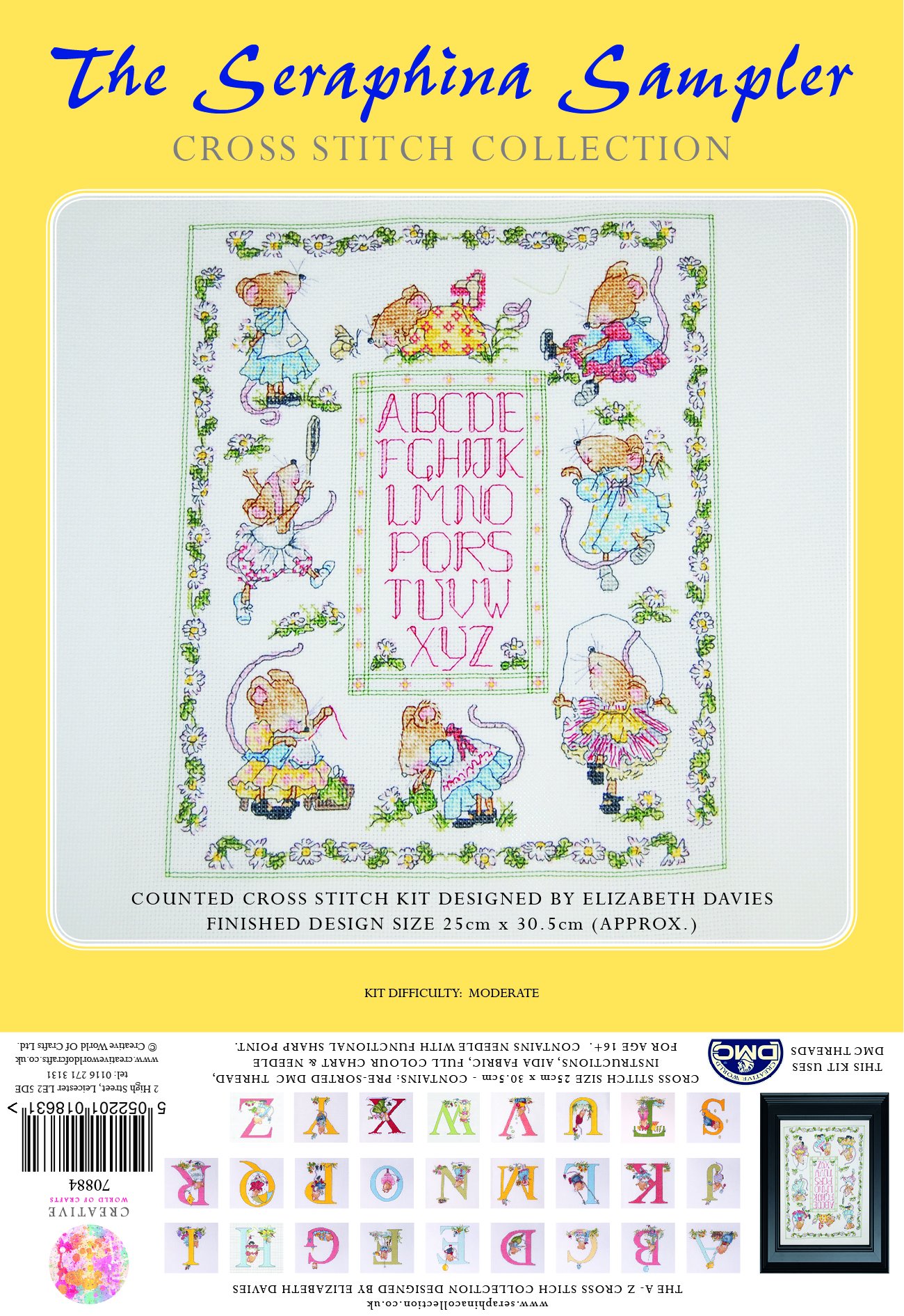 The Seraphina Collection Green Sampler Counted Cross Stitch Kit
