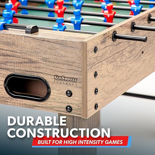 Vista 3 de GoSports Mesa de futbolín tamaño sala de juegos de 48 pulgadas, incluye 4 bolas y 2 portavasos, color negro, roble o blanco