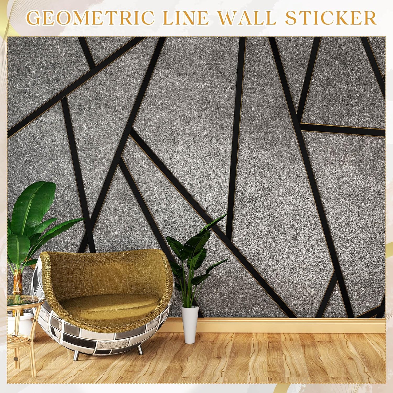 Hoolerry 24 Pcs Black Wall Decals Peel and Stick 70.8 x 1.2 Inch Black Tape for Wall Decor Metallic Line Adhesive Tile Stickers Mirror Stickers Graphic Tape for Home Crafts Decoration