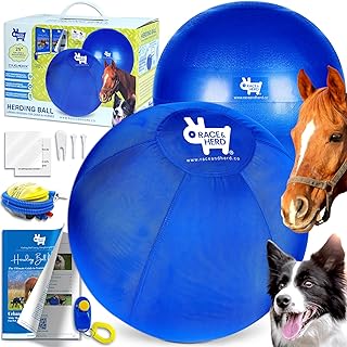Race&Herd Herding Ball for Dogs Blue Heelers, Horse Ball & Ball Cover - 25" Ball Large with Air Pump | for Play Hurding Ba...