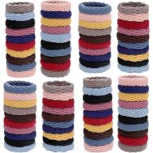 80 Pieces Ponytail holders, Thick hair ties, Elastic Seamless Cotton Hair Bands, Simply Hair Ties Ponytail for Thick Heavy and Curly Hair, Light weight Highly Elastic. 4 styles,10 Colors