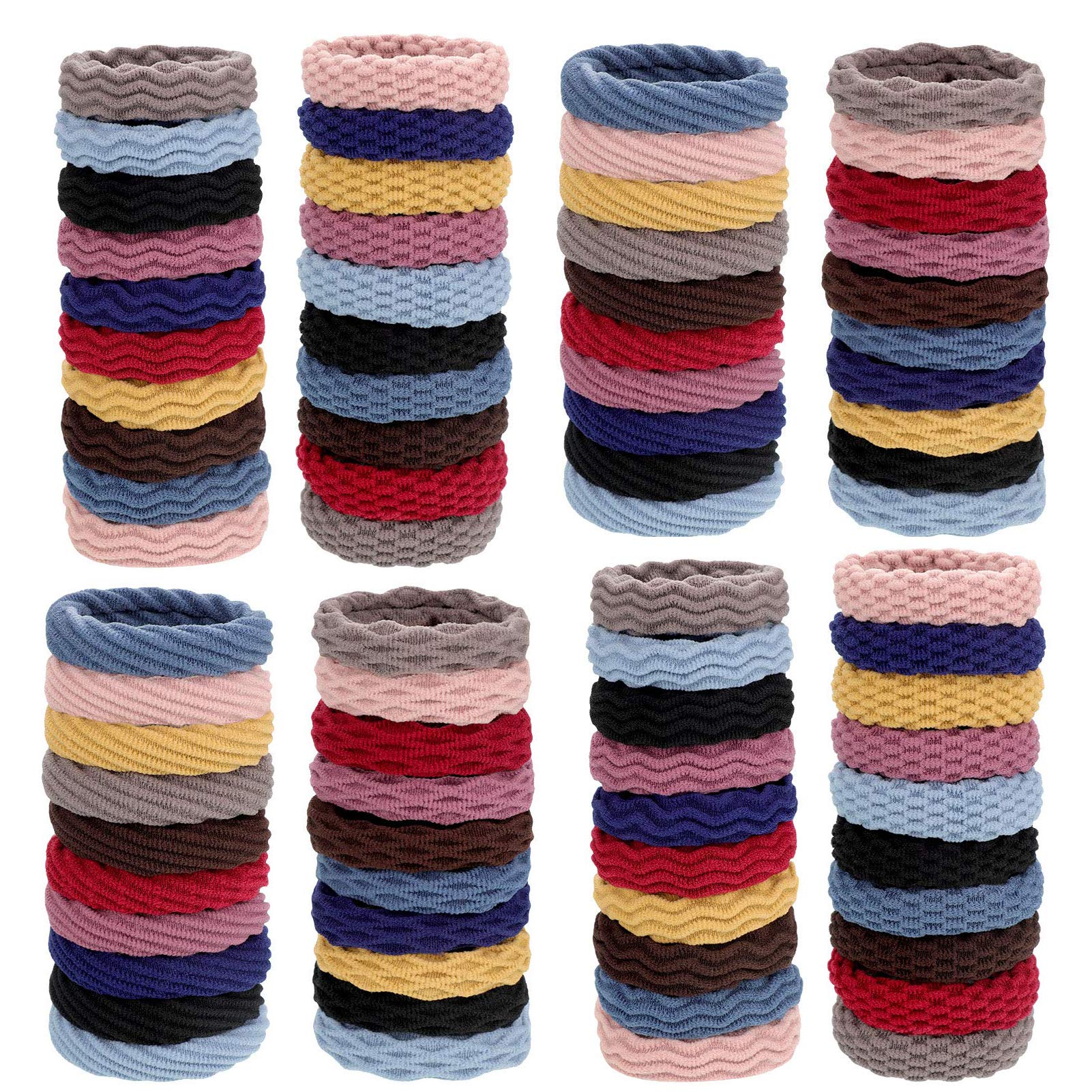 80 Pieces Ponytail holders, Elastic thick hair ties, Elastic Seamless Cotton Hair Bands, Simply Hair Ties Ponytail for Thick Heavy and Curly Hair, Light weight Highly Elastic. (4 styles,10 Colors)