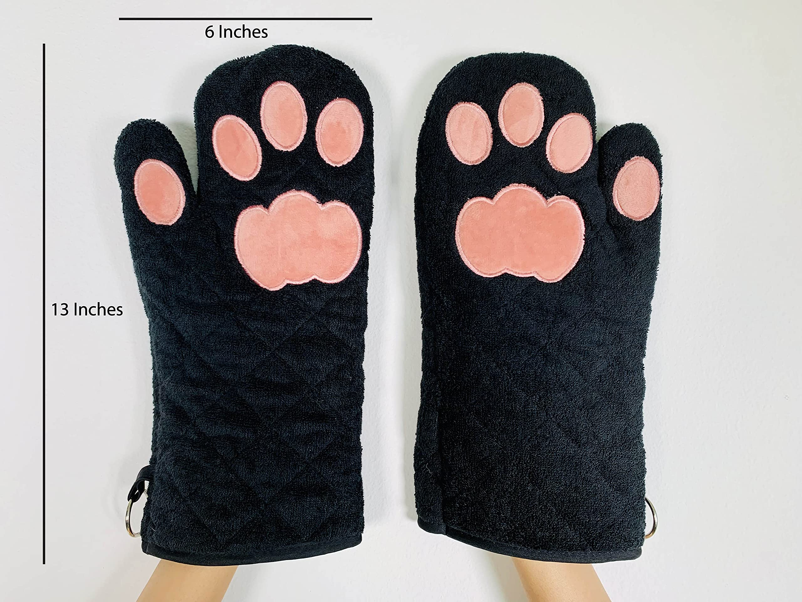 Cricket & Junebug Oven Mitts Cat Paws - Black & Pink: Black &amp; Pink