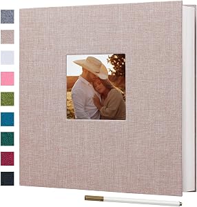 Finksy Large Photo Album Self Adhesive 3x5 4x6 5x7 8x10 Pictures Linen Cover 40 Blank Pages Magnetic DIY Scrapbook Album with A Metallic Pen