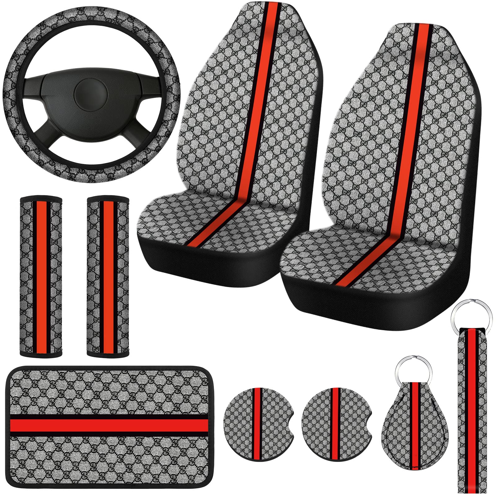 Photo 1 of 10 Pcs Car Seat Covers Set (Plaid) ?11.77 x 9.06 x 1.89 inches