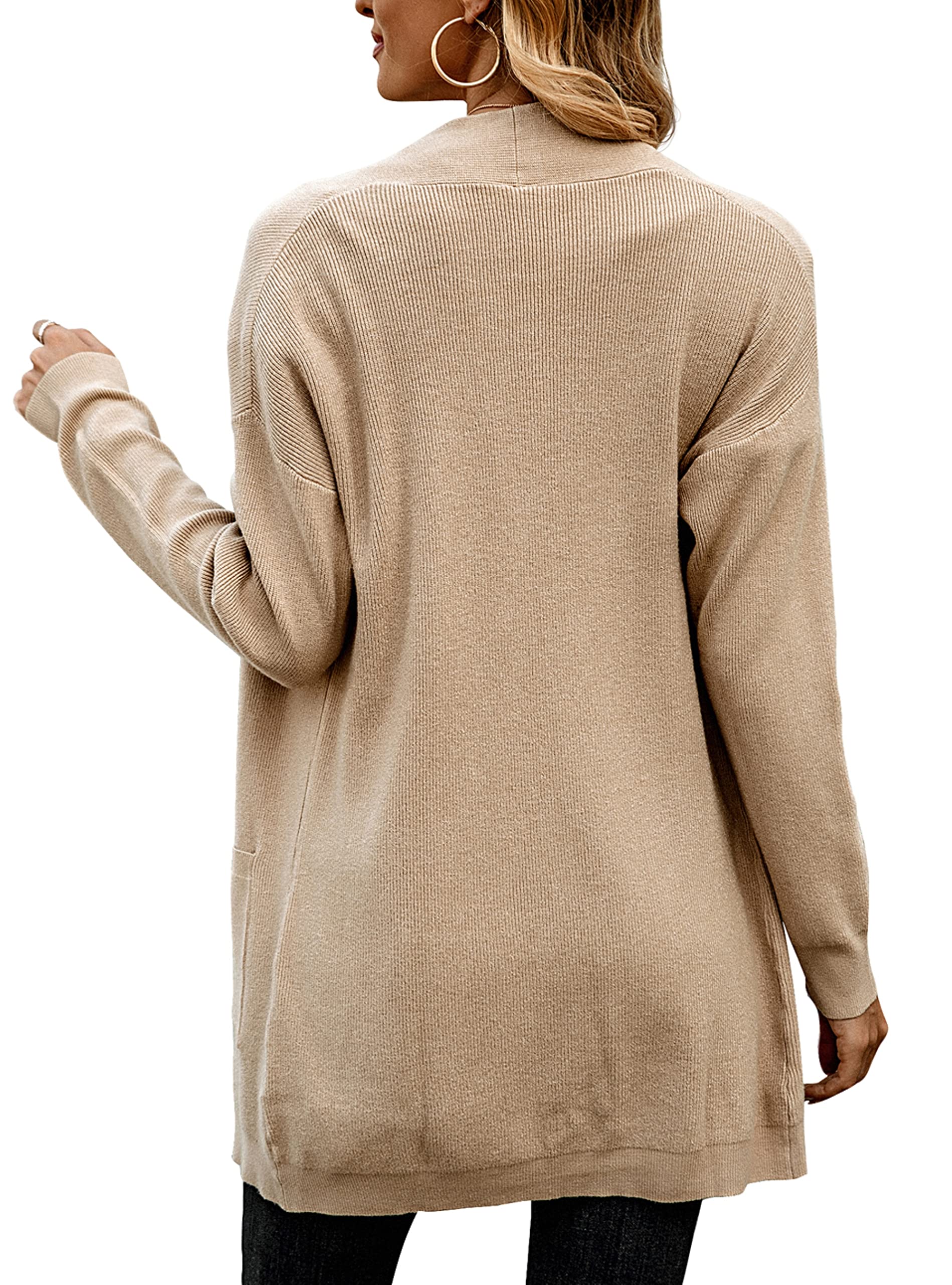 IWOLLENCE Cardigan da donna a maglia lunga da donna a maniche lunghe in morbido pile invernale con tasche