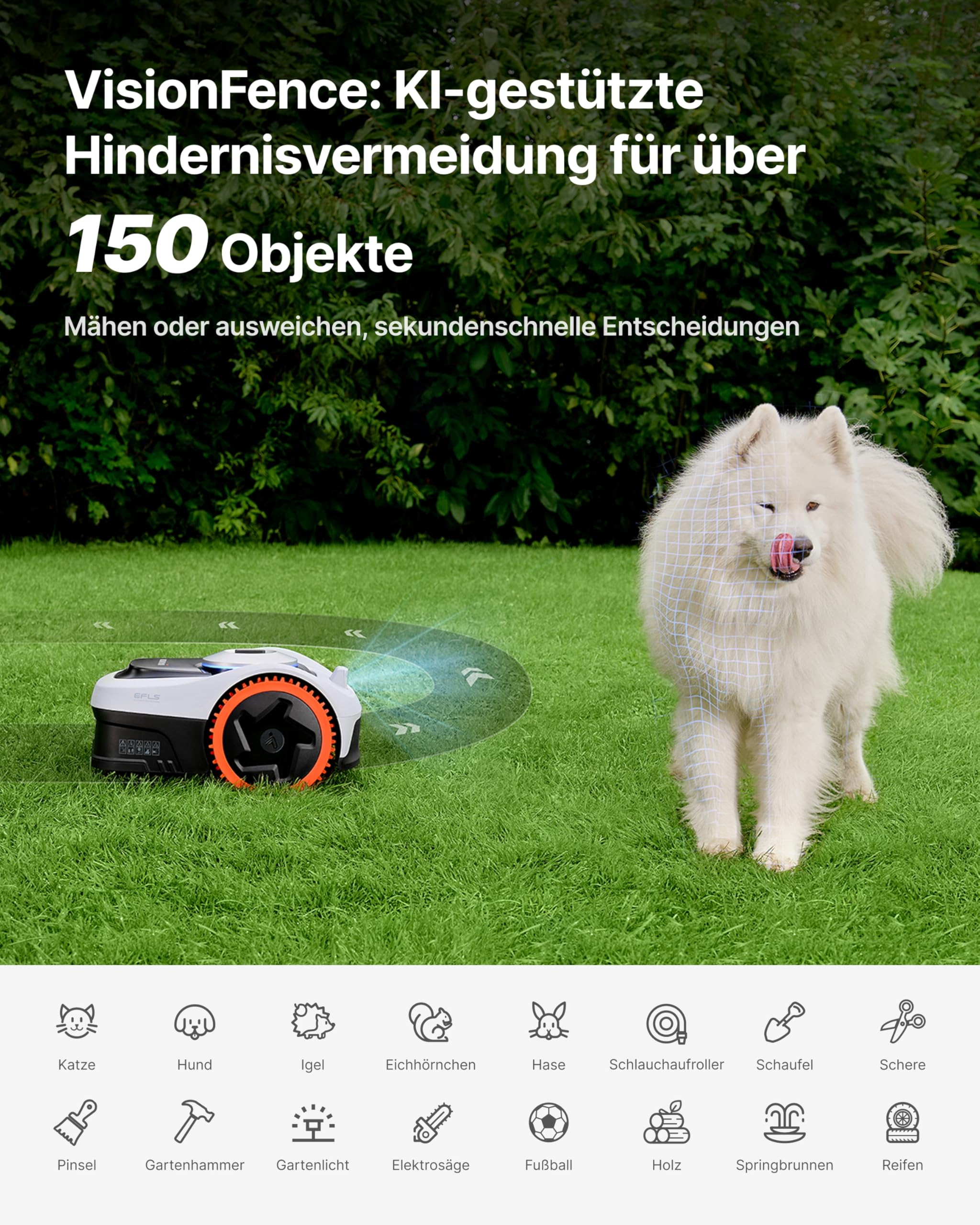 Segway Navimow i205 AWD (Neuer i105E) Mähroboter ohne Begrenzungskabel mit Garage S, für 500 m², Allradantrieb für 45% Steigung, NRTK+Vision, Keine RTK Antenne erforderlich (Getrennter Versand)