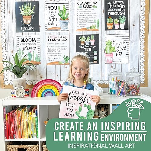 Miniatura 4 de Hadley Designs Carteles motivacionales para el aula, 9 arte de pared de mentalidad de crecimiento para profesores, decoraciones duraderas para el