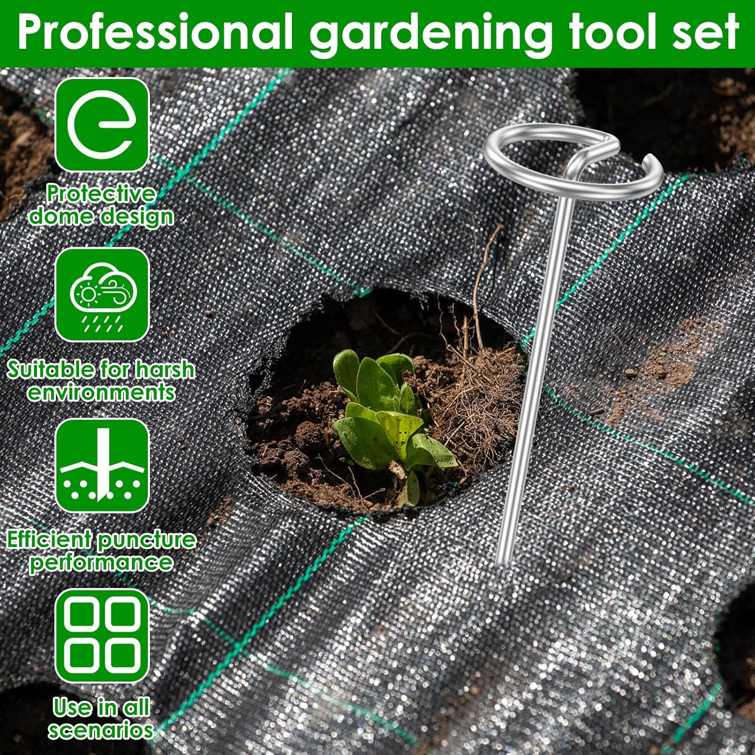 240 Pcs Landscape Fabric Staples 6 Inch, 8 Gauge Circle Top Landscape Fabric Pins, Galvanized Weed Barrier Garden Stakes for Plant Support - Not Easy Bend, More Holding Power Than U-Shaped Stakes