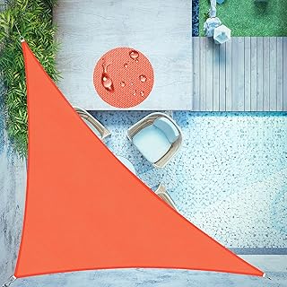 Sponsored Ad - LOVE STORY Waterproof 10’×10’×14’ Triangle Orange Red Sun Shade Sail Canopy UV Resistant for Outdoor Patio ...