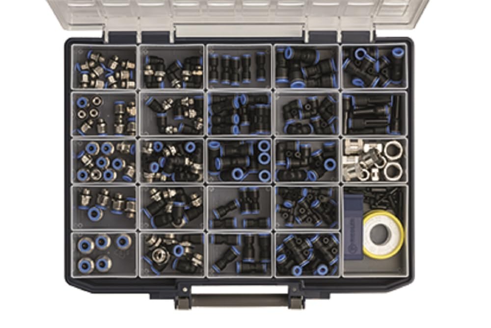 Sortimentsbox "Blaue Serie" Pneumatik Druckluft Sortimentskasten Steckverbinder 171 Teile