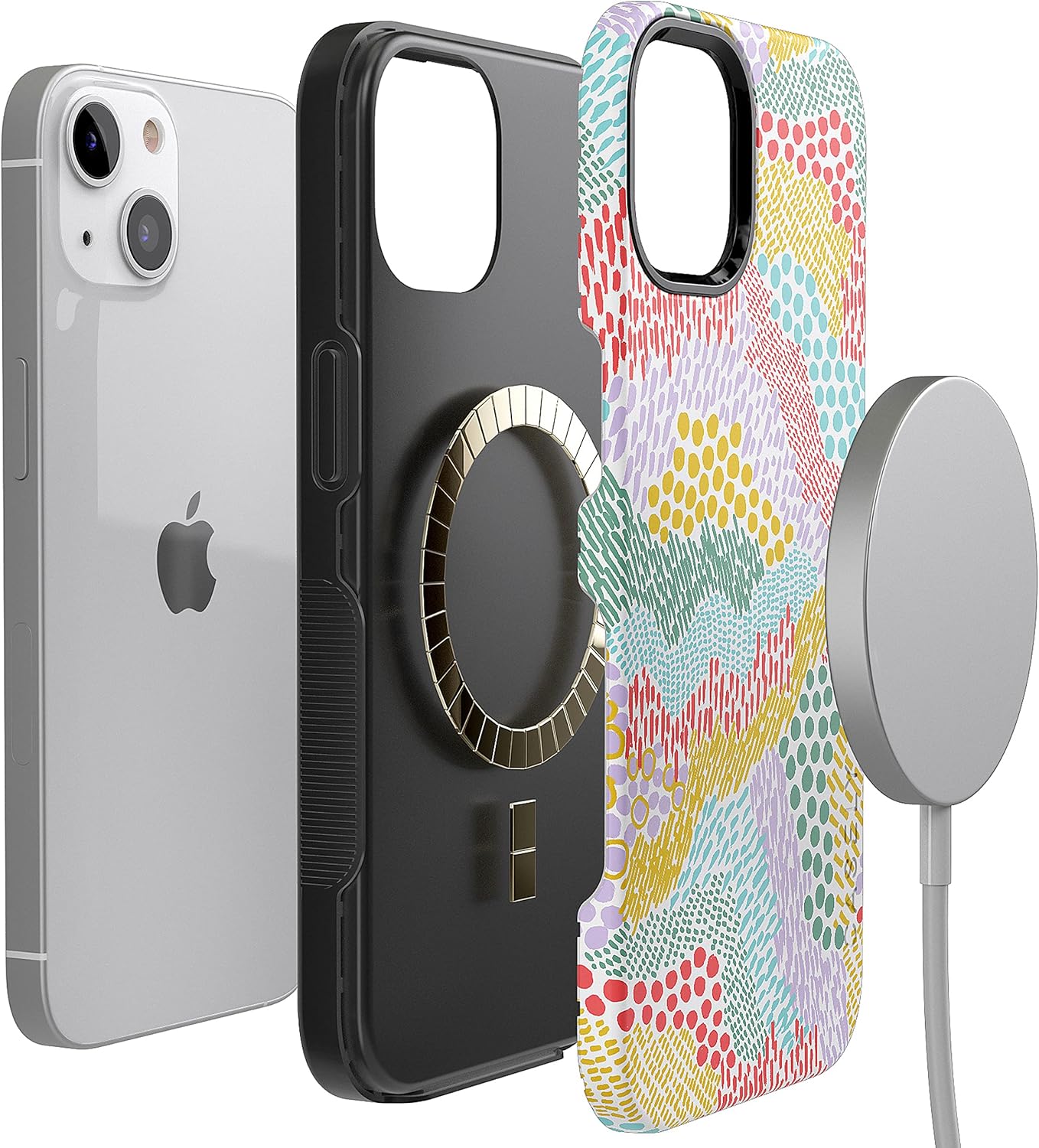 Casely iPhone 13 Case | Color Me Happy | Doodle Colorblock | Bold Protective Design | Compatible with MagSafe